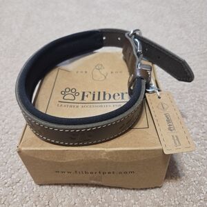 Filbert Pet Brown Leather Dog Collar Paw Prints New Size Medium Brown‎